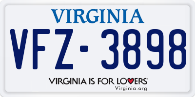 VA license plate VFZ3898