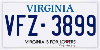 VA license plate VFZ3899