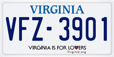 VA license plate VFZ3901