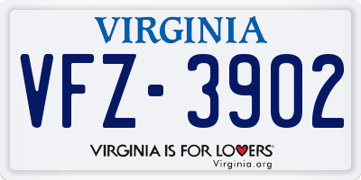 VA license plate VFZ3902