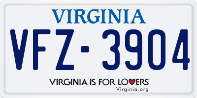 VA license plate VFZ3904