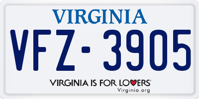 VA license plate VFZ3905