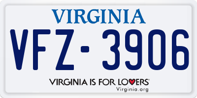 VA license plate VFZ3906