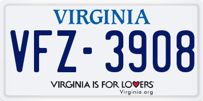 VA license plate VFZ3908