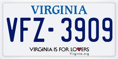 VA license plate VFZ3909