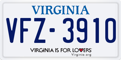VA license plate VFZ3910