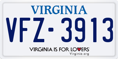 VA license plate VFZ3913