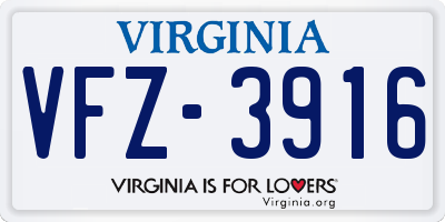 VA license plate VFZ3916