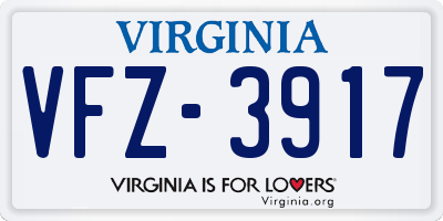 VA license plate VFZ3917