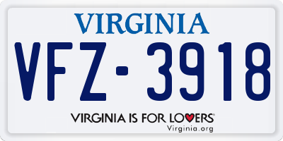 VA license plate VFZ3918