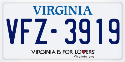VA license plate VFZ3919
