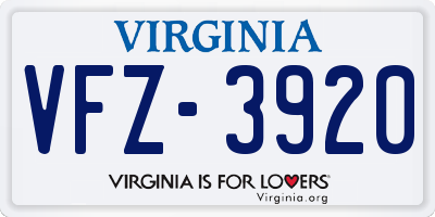 VA license plate VFZ3920