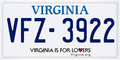 VA license plate VFZ3922
