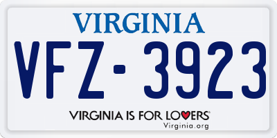 VA license plate VFZ3923