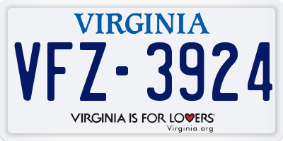 VA license plate VFZ3924