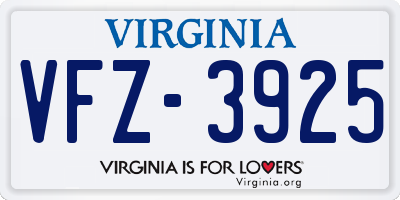 VA license plate VFZ3925