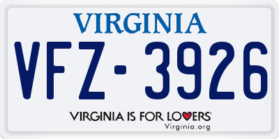 VA license plate VFZ3926