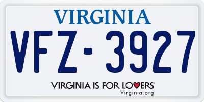 VA license plate VFZ3927