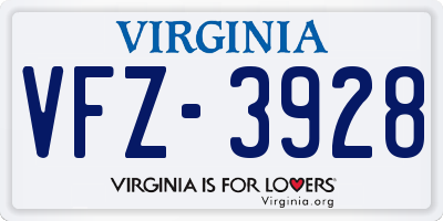VA license plate VFZ3928
