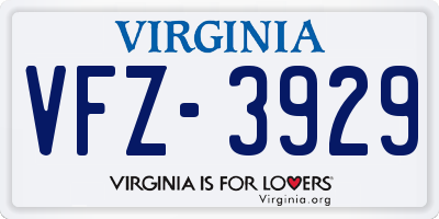 VA license plate VFZ3929