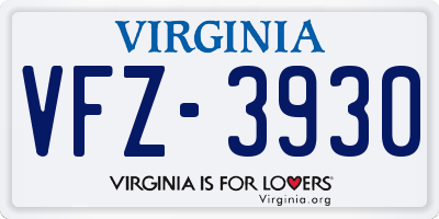 VA license plate VFZ3930