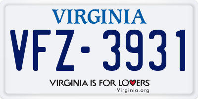 VA license plate VFZ3931