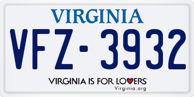 VA license plate VFZ3932