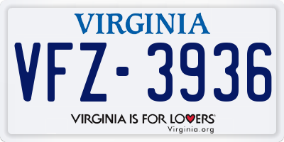 VA license plate VFZ3936
