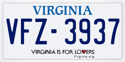 VA license plate VFZ3937