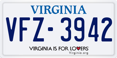 VA license plate VFZ3942
