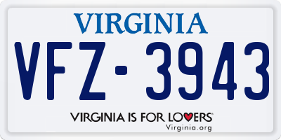 VA license plate VFZ3943