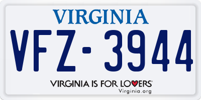 VA license plate VFZ3944