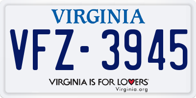 VA license plate VFZ3945