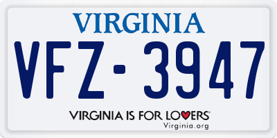 VA license plate VFZ3947
