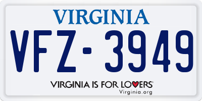 VA license plate VFZ3949