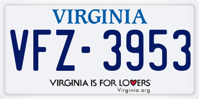 VA license plate VFZ3953
