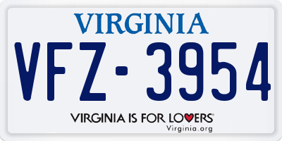 VA license plate VFZ3954