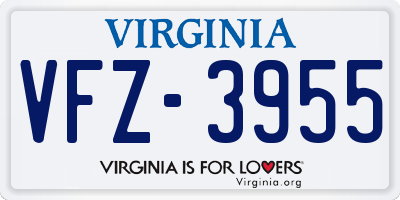 VA license plate VFZ3955