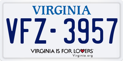 VA license plate VFZ3957