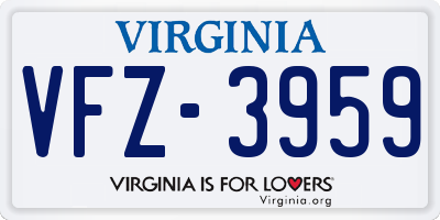VA license plate VFZ3959