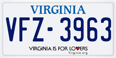 VA license plate VFZ3963