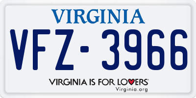 VA license plate VFZ3966