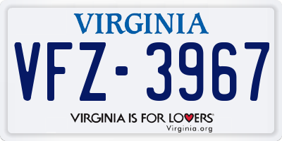 VA license plate VFZ3967