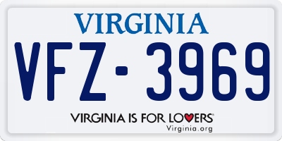 VA license plate VFZ3969