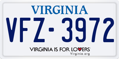 VA license plate VFZ3972