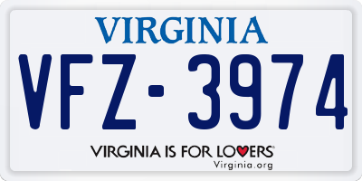 VA license plate VFZ3974