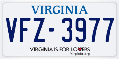 VA license plate VFZ3977