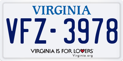 VA license plate VFZ3978