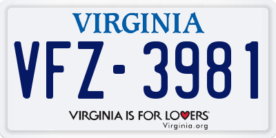 VA license plate VFZ3981