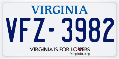 VA license plate VFZ3982